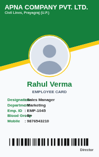 Green Circle employee ID card design