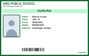 Govt Green school ID card design